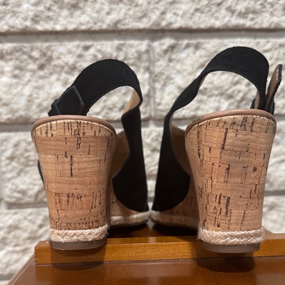 Franco Sarto Black Suede Cork Wedges - Picture 3 of 7